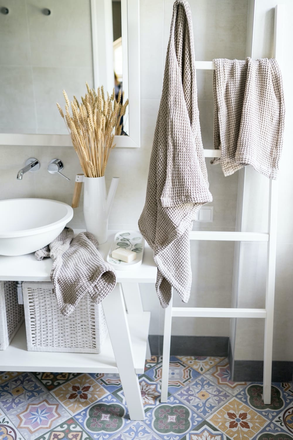 linen waffle bath towels natural