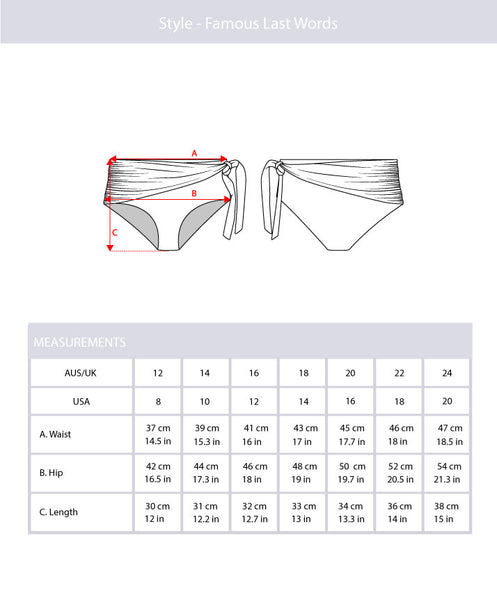 The best way to compare our sizes is using these measurements below: