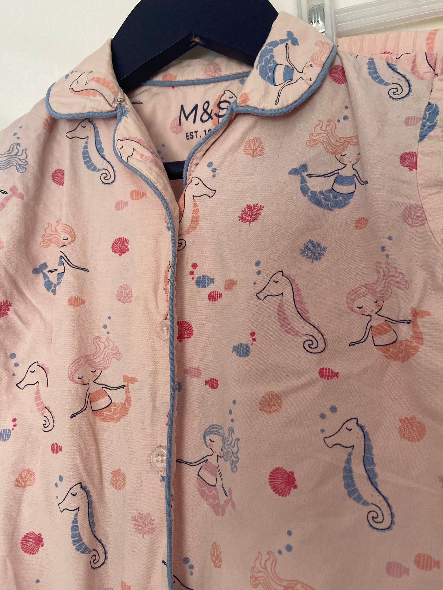 M&S mermaid and seahorse summer pyjamas (12-18m)