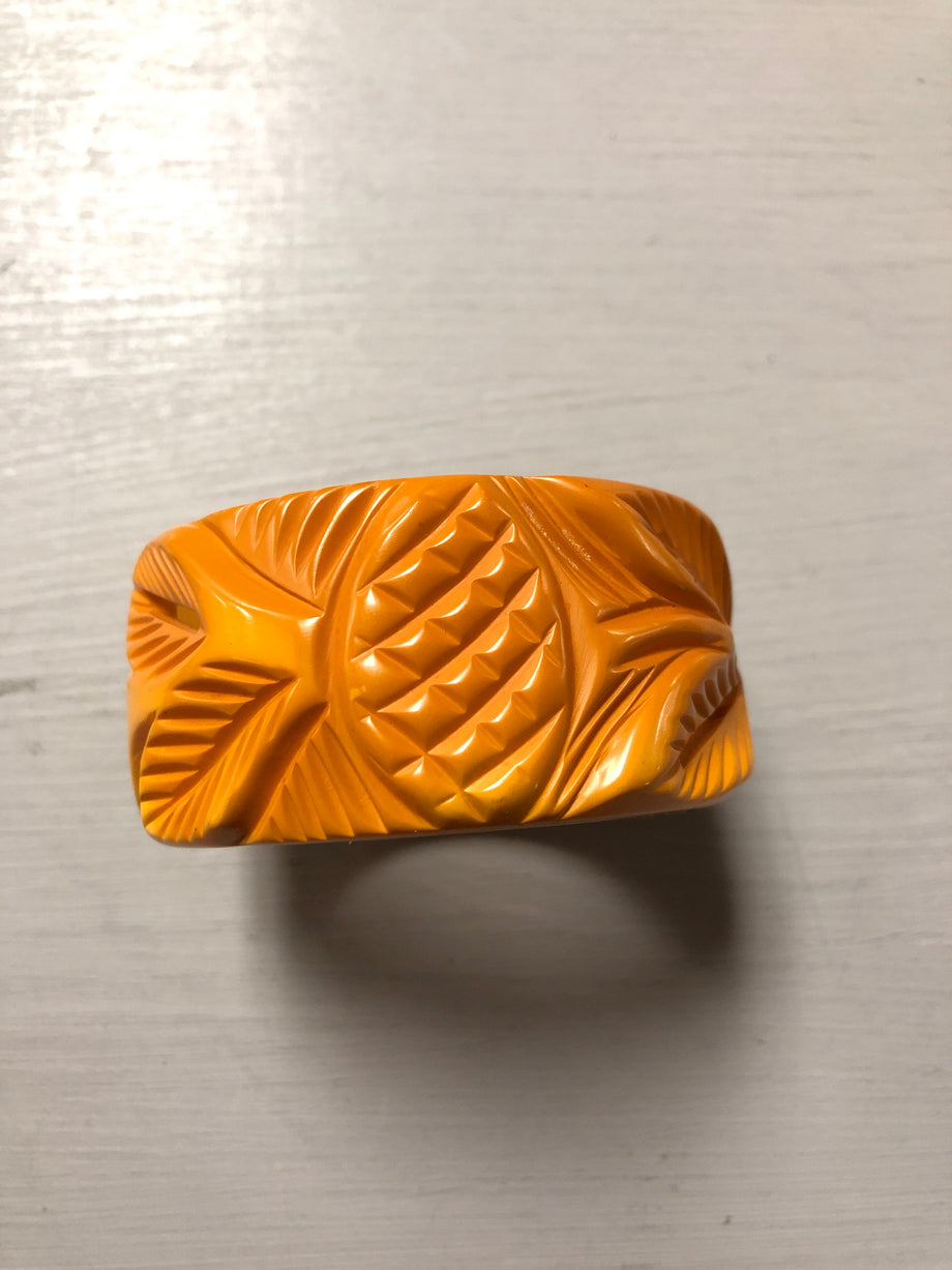 Vintage Yellow Bakelite Buckle Bracelet at 1stDibs