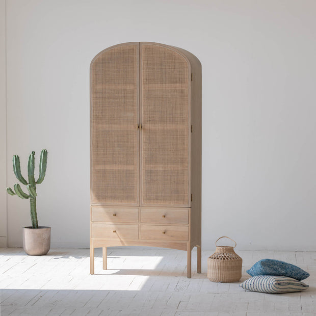 37B Pietro Tall Cabinet in Black Brushed and Natural