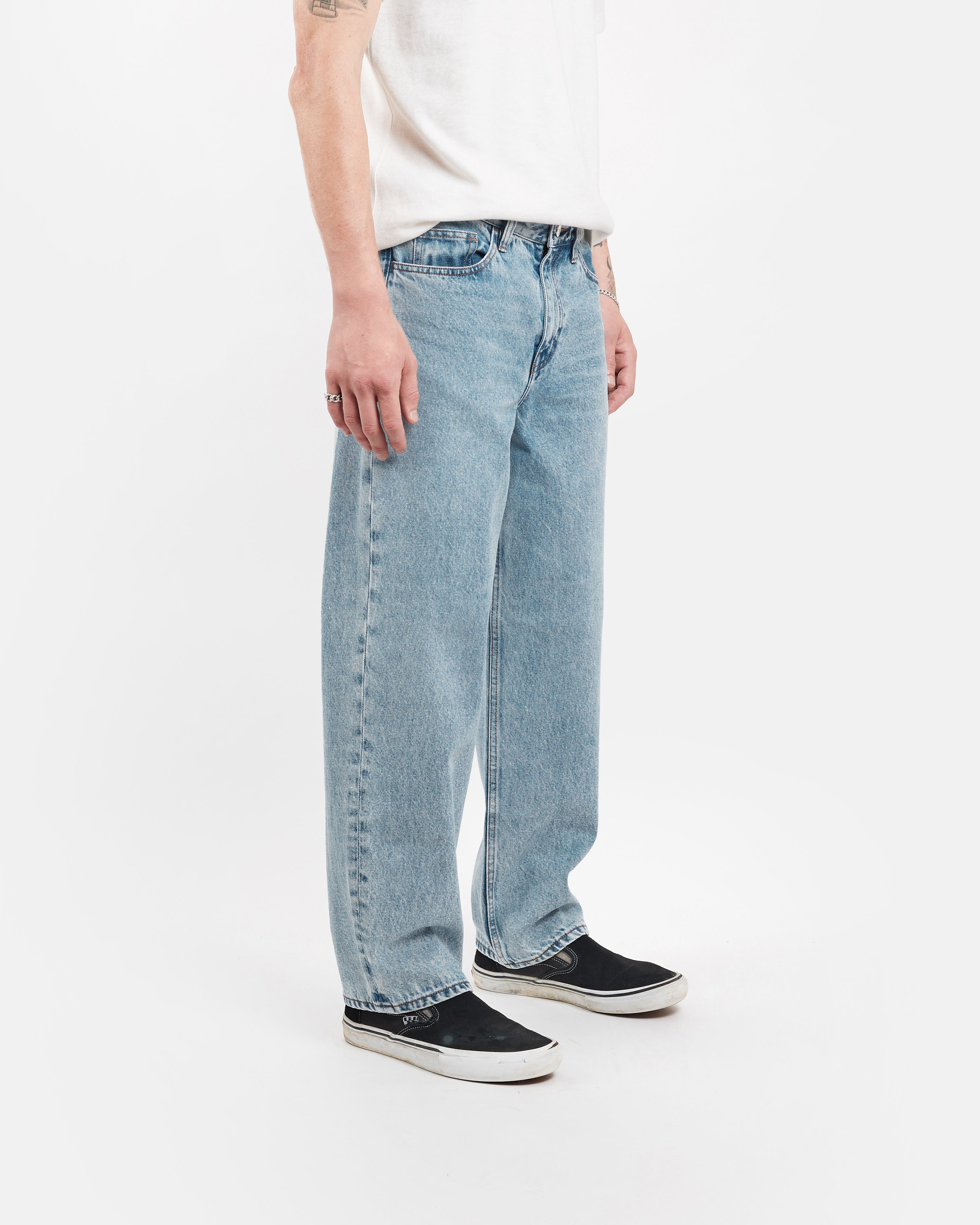 baggy fit jeans in organic mid vintage - unspun made to order denim jeans