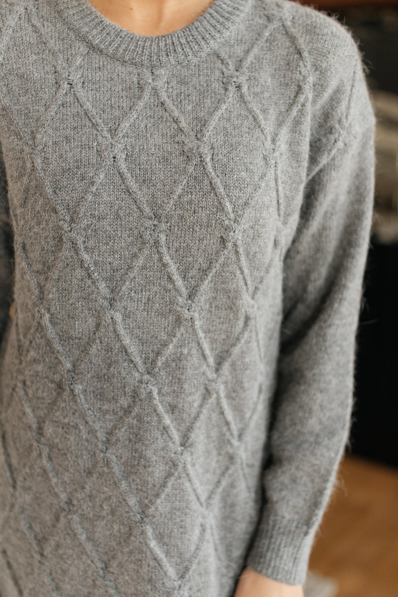 DOORBUSTER Diamond Details Sweater Dress in Grey
