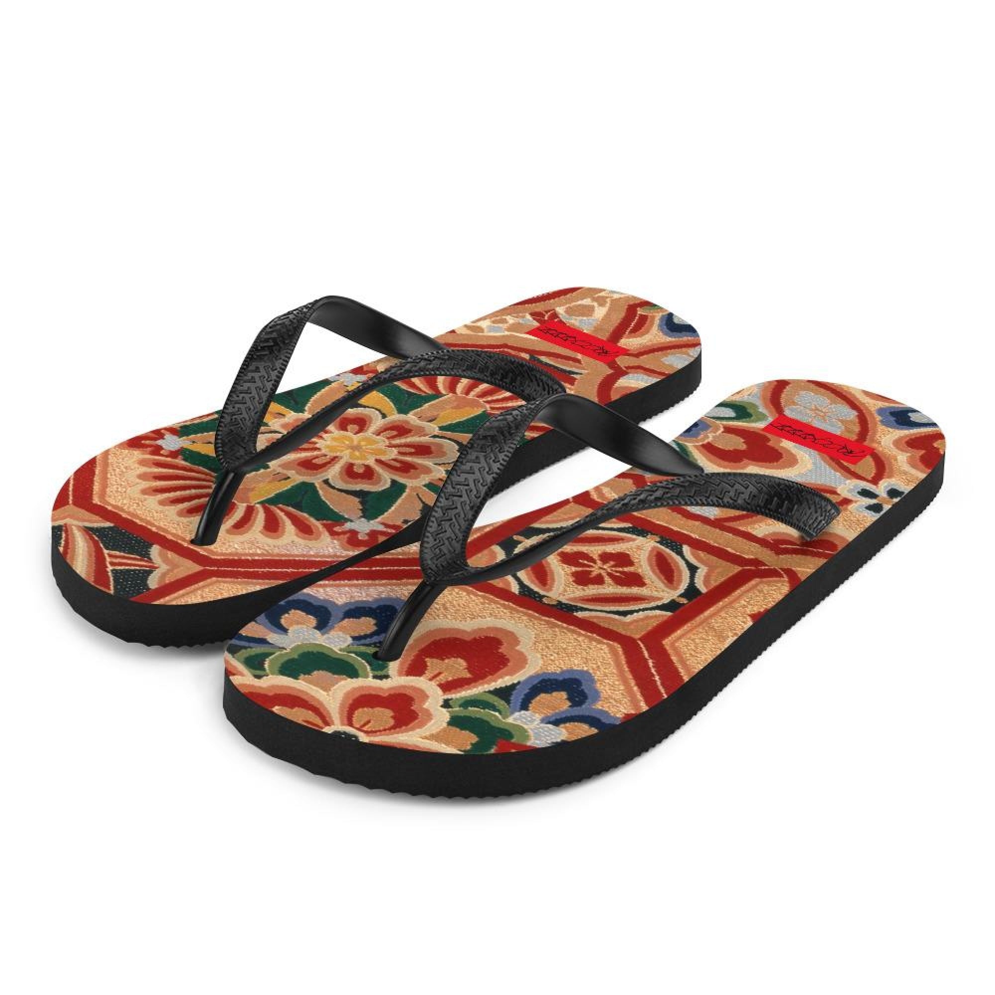 multi coloured flip flops