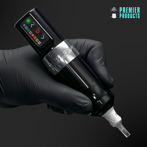 The revolutionary wireless tattoo machine, the Spektra Flux™ available from official distributors, Premier Products