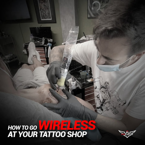 Tattoo artists, Fede Gas tattooing using the Spektra Flux wireless machine