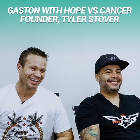 Tyler Stover, founder of Hope vs Cancer children's NGO and Gastón Siciliano, owner of FK Irons (L-R)