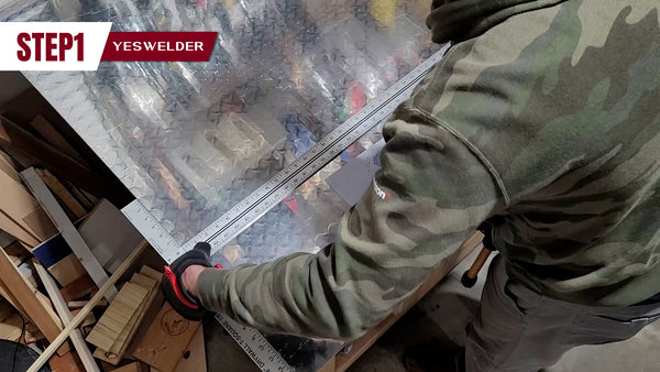 DIY marking the main box on a 3/16 inch thick aluminum diamond plate