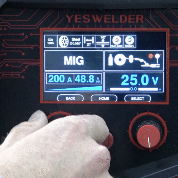 Set up the amperage with MIG welding for YesWelder MP200