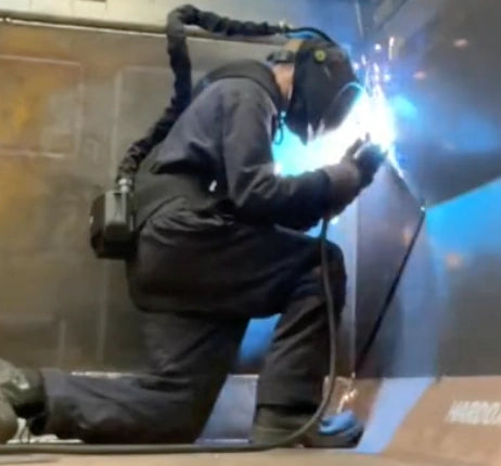 Wear a welding respirator while welding.