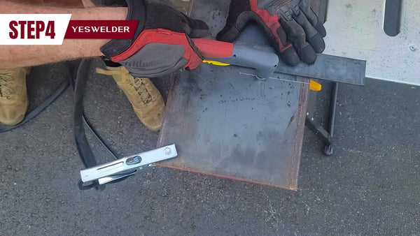 Prepare the plate: Mark a 5-inch clearance line at the center for the bandsaw blade