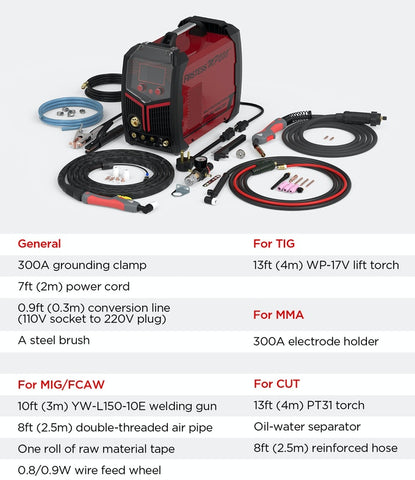 product information of 25lbs lightweight design of YesWelder FIRSTESS MP200 5-in-1 Welder & Cutter