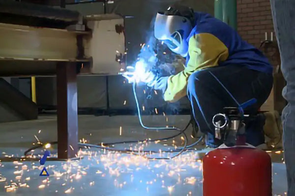 Always keep fire extinguishers nearby when welding.