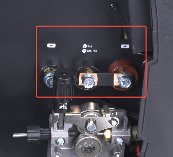 the bus bar connection inside the spool wire compartment