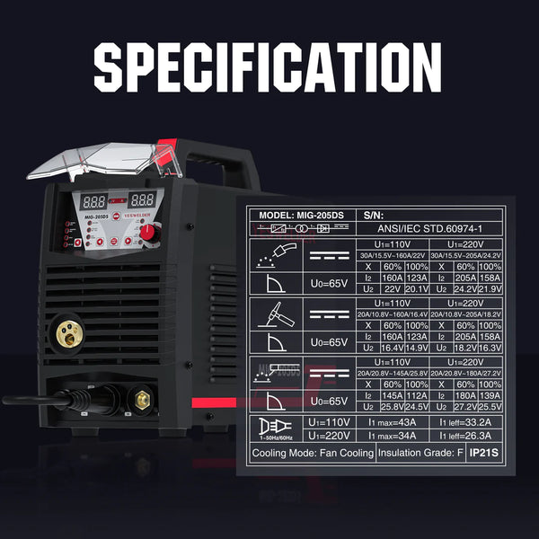 YesWelder MIG 205DS specification