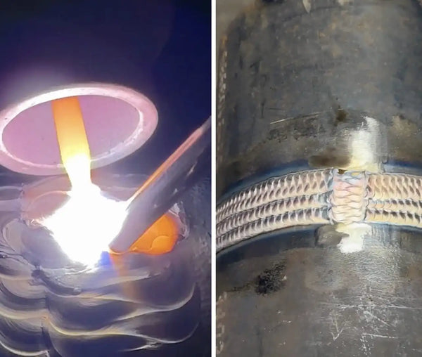 TIG welding a gold cap on 5G carbon steel pipe