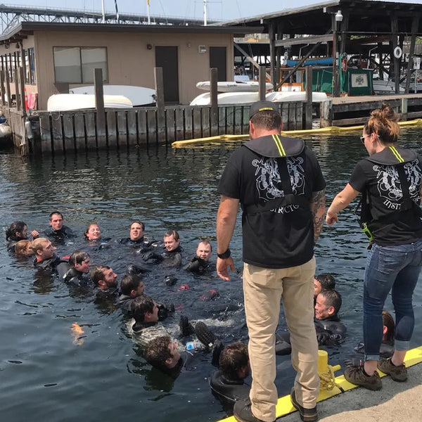 underwater welders ready to have a deep dive into the sea