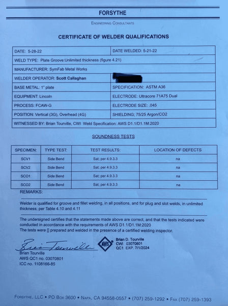 certification for dual shield unlimited thickness