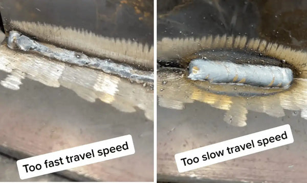 mig welding too fast travel speed and too slow travel speed