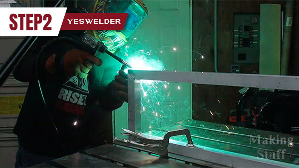 Making the bottom frame for the welding cart.