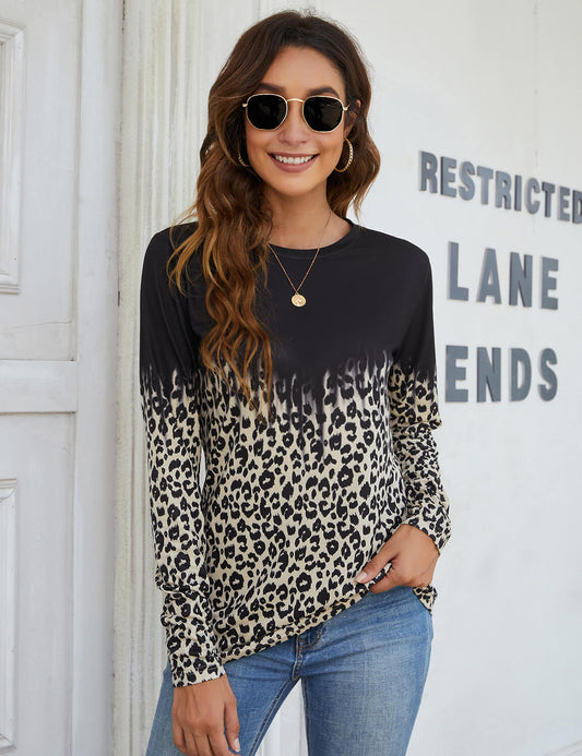 Wild Calling Long Sleeves Leopard T-Shirt