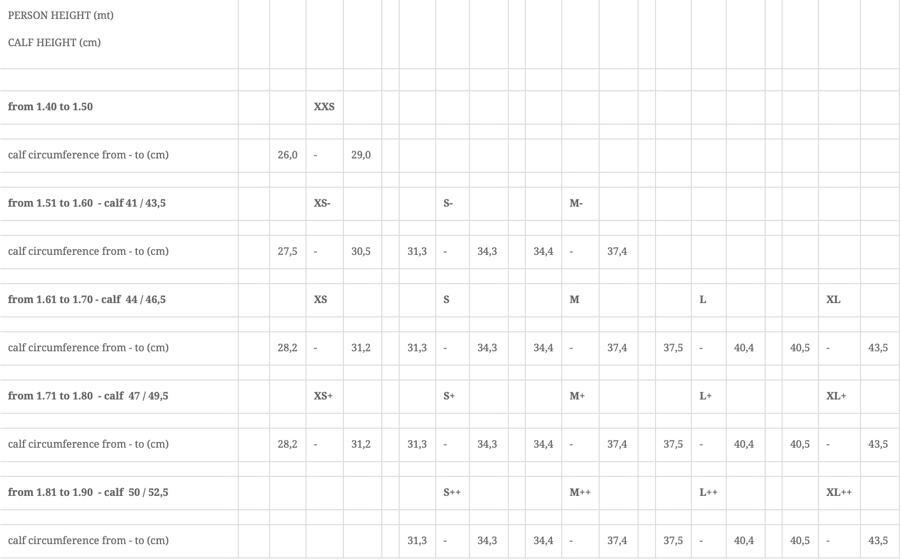 Size Chart