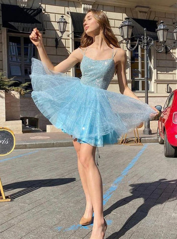 A-line Gorgeous Starry Star Lace-Up Homecoming Party Dress