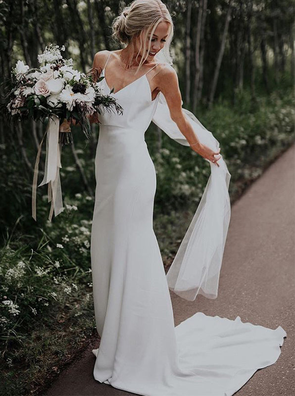 simple column wedding dress