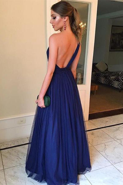 Royal Blue Long Prom  Dress  One  Shoulder  A Line Bridesmaid  