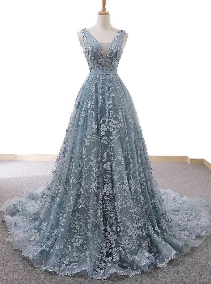 dusty blue formal gowns