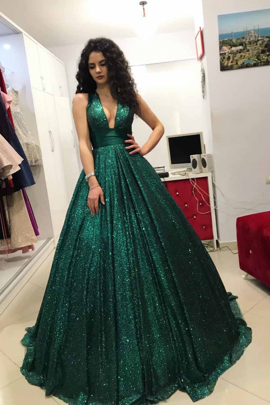 green ball dress uk