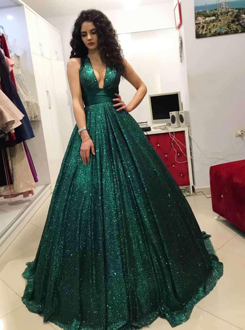 navy green prom dress