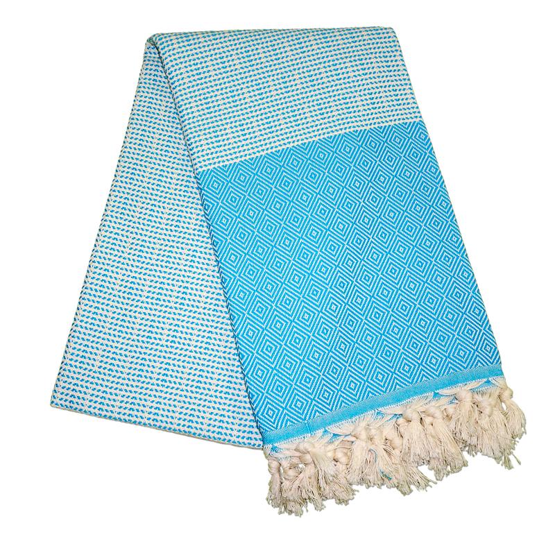 Cizgili Elmas Turquoise Blue Turkish Towel – The Original Turkish Towels