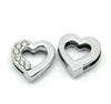 3 Rhinestone Heart Pendant Charm Connector - Silver Finish - Crystal Rhinestone - 12mm (4/8&quot;x 4/8&quot;)