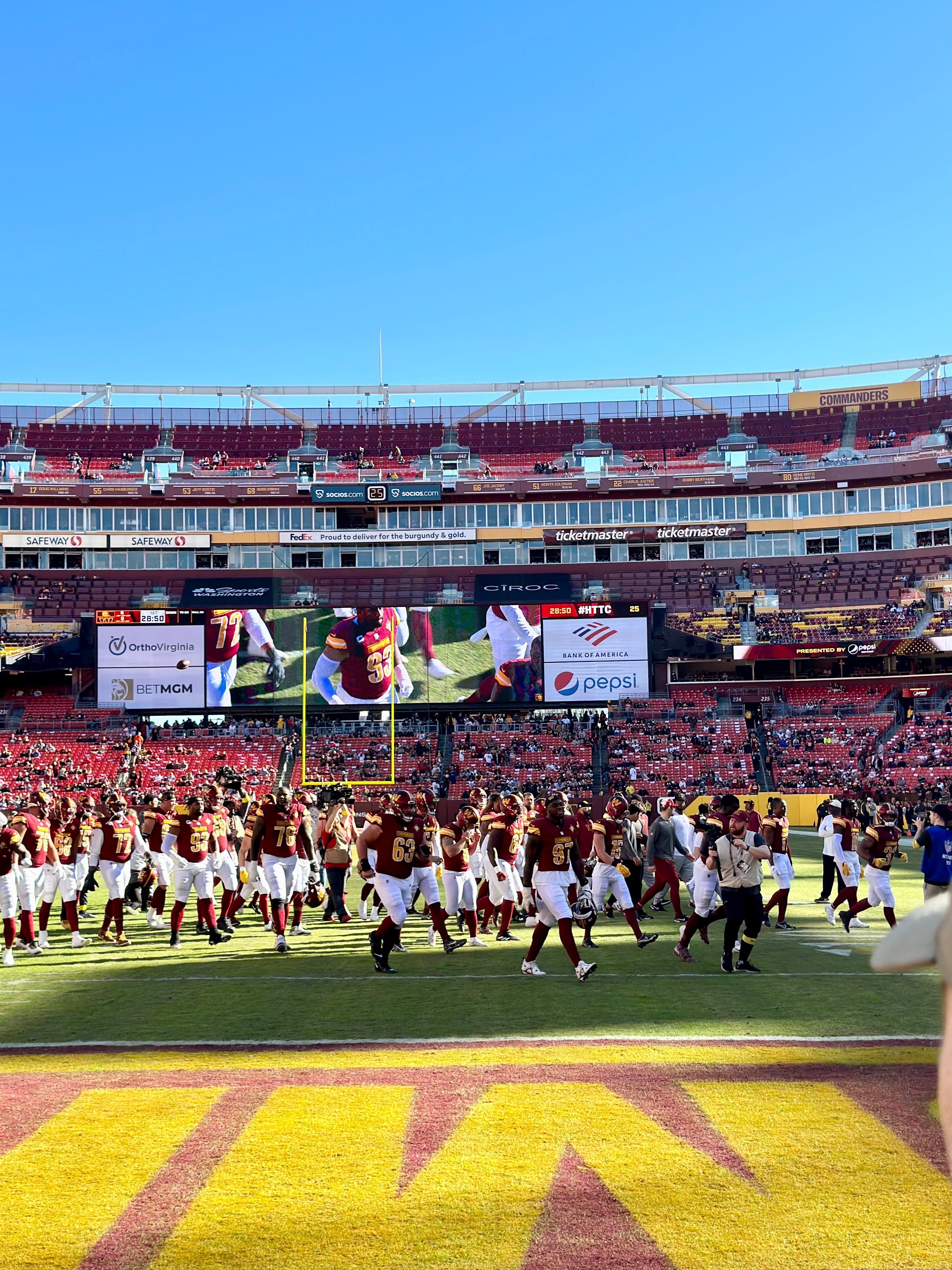 Featured in End Zone at Washington Commanders Game as Fedex Customer