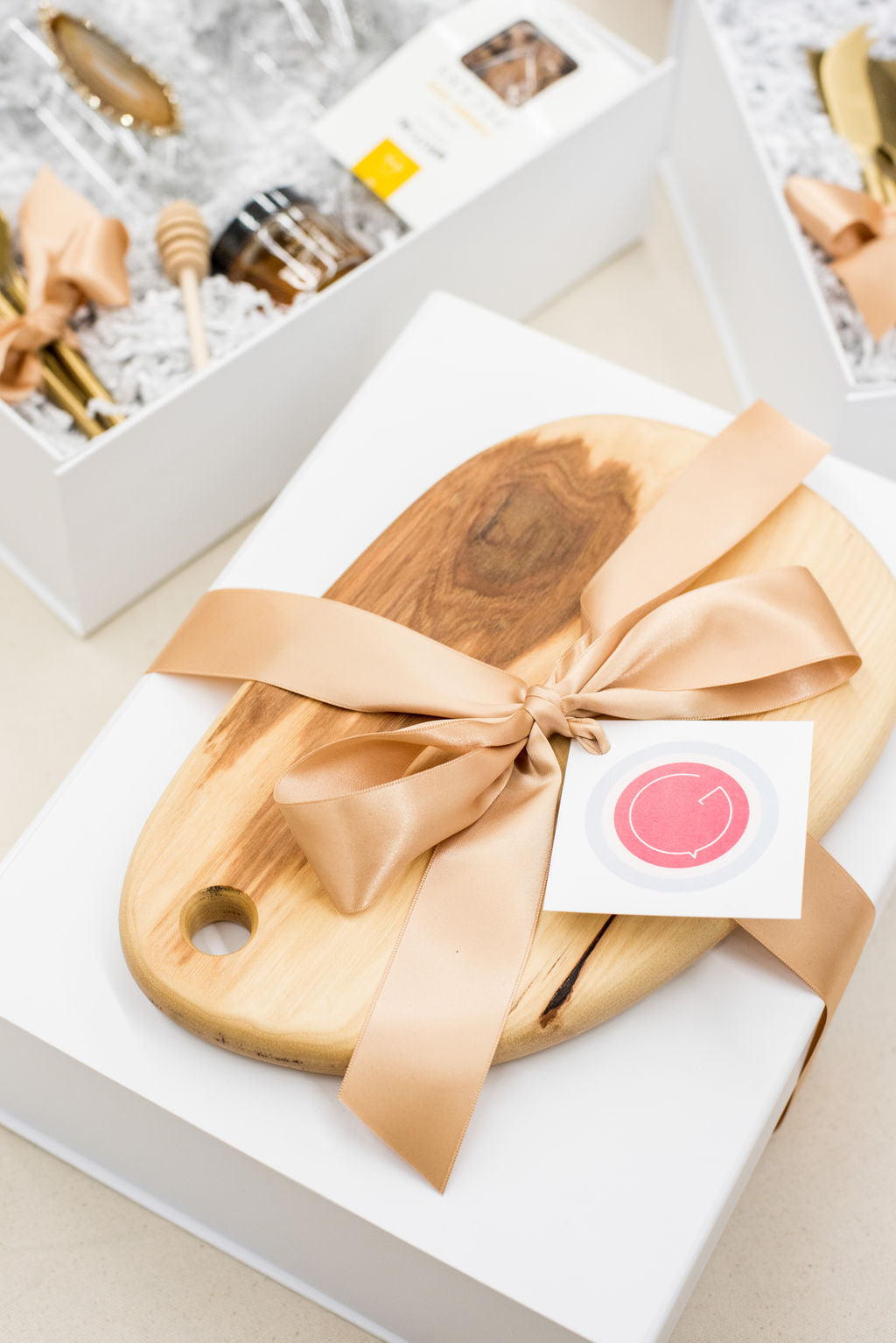 PR firm's corporate holiday client gift boxes by Marigold & Grey