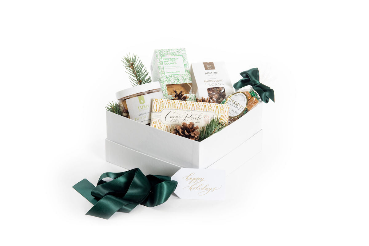 Gender neutral luxury curated gift box for the holidays by Marigold & Grey