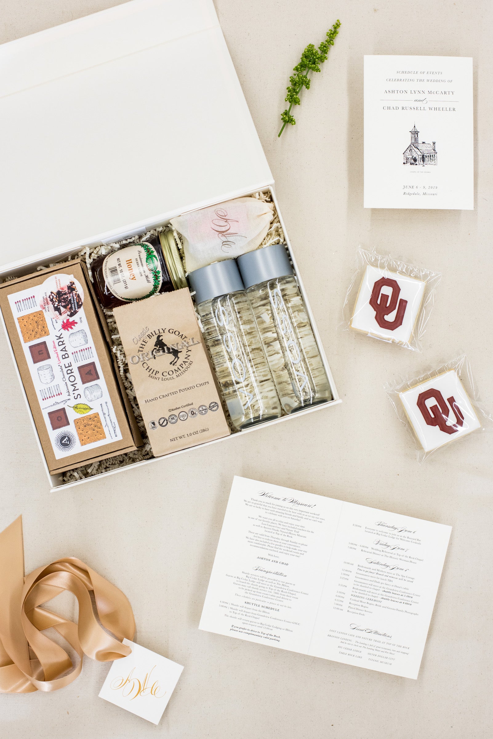 monogrammed wedding welcome boxes