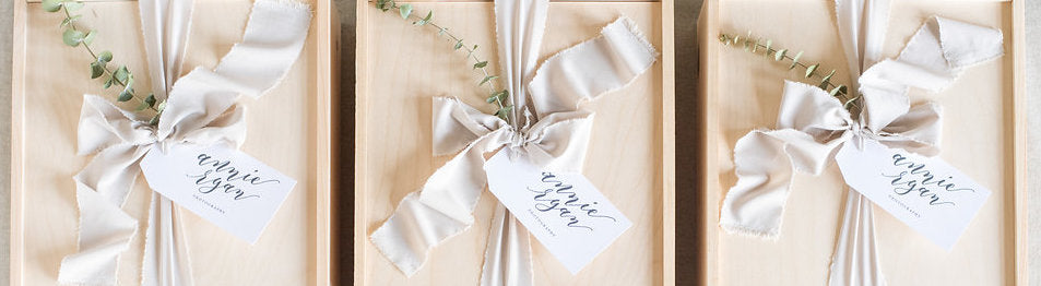 Curated gift box wedding photographer client gifting by Marigold & Grey