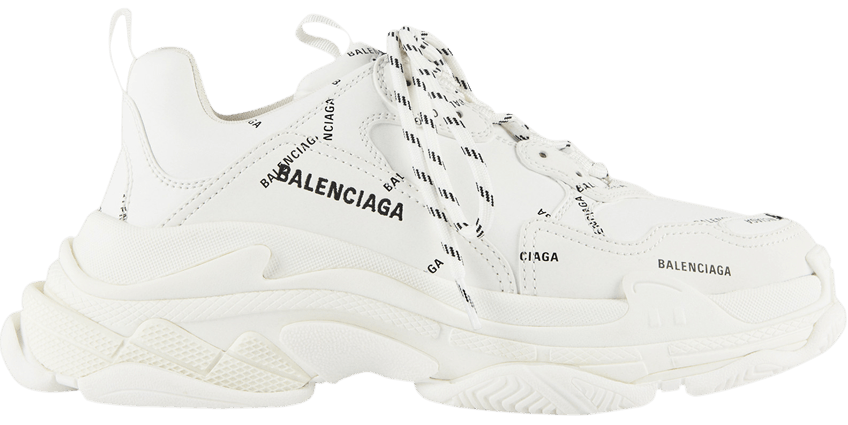 balenciaga triple s white logo allover