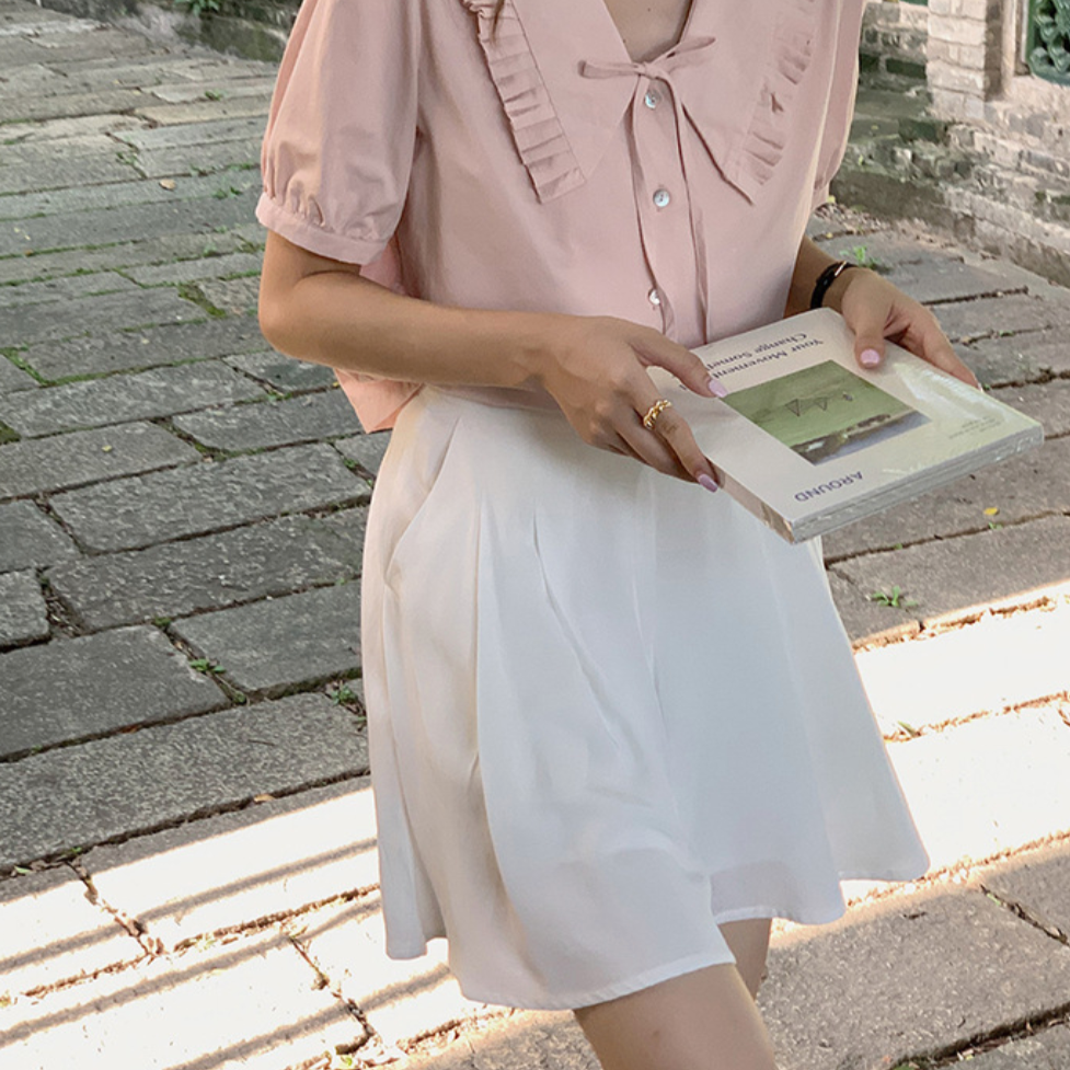 [Korean Style] High Waist Versatile Summer A-line Short Skirt w/ Pocket