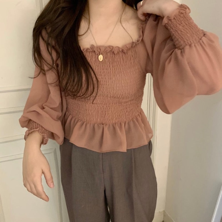 korean ruffle blouse