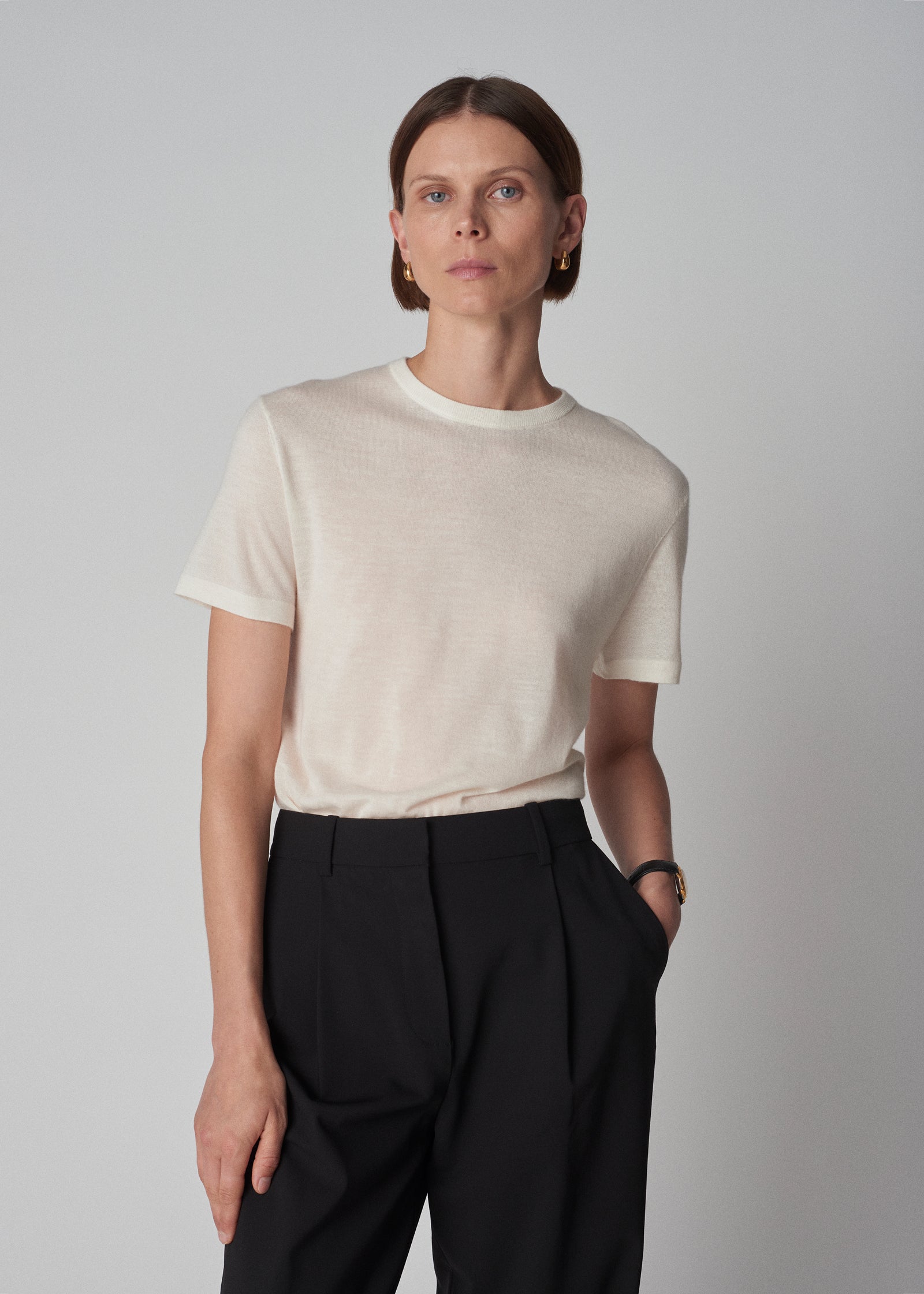 T-Shirt in Fine Cashmere - Ivory | CO