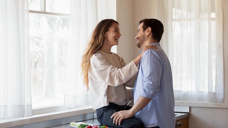 A couple having an intimate moment