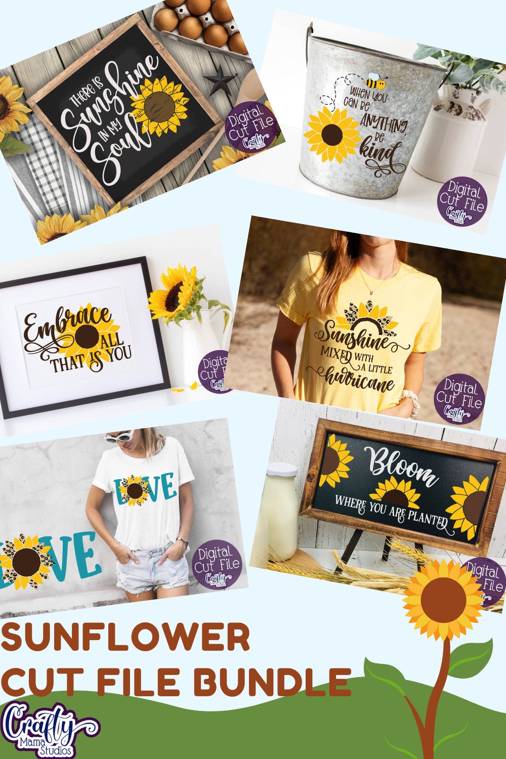 Sunflower Svg Bundle Crafty Mama Studios