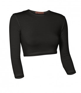 Women's black long sleeve crop top