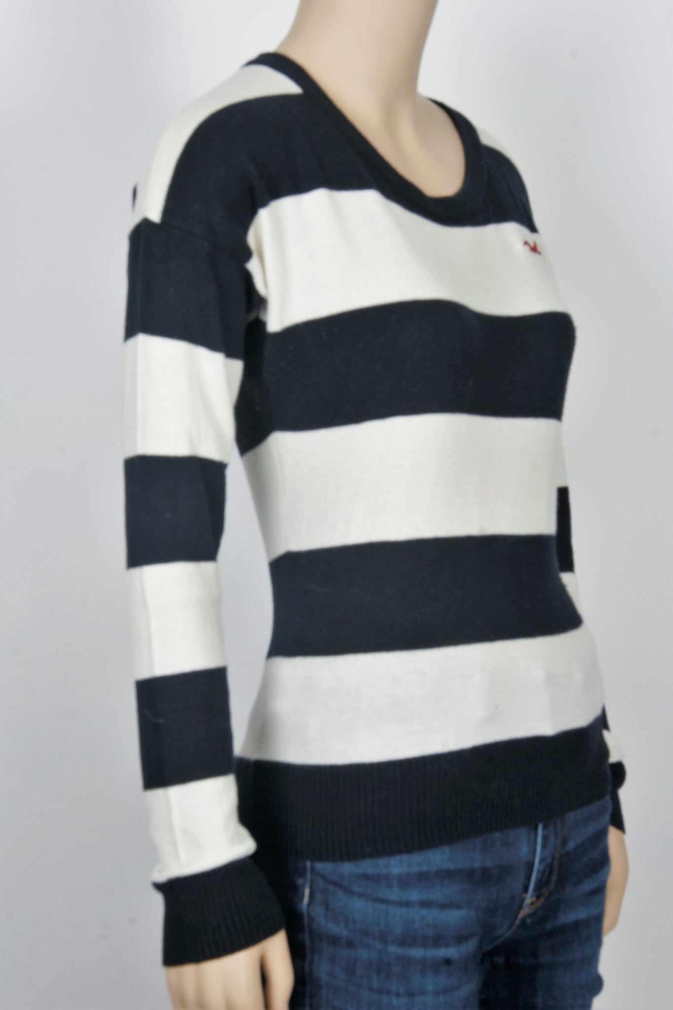 Hollister Cream \u0026 Black Striped Sweater 