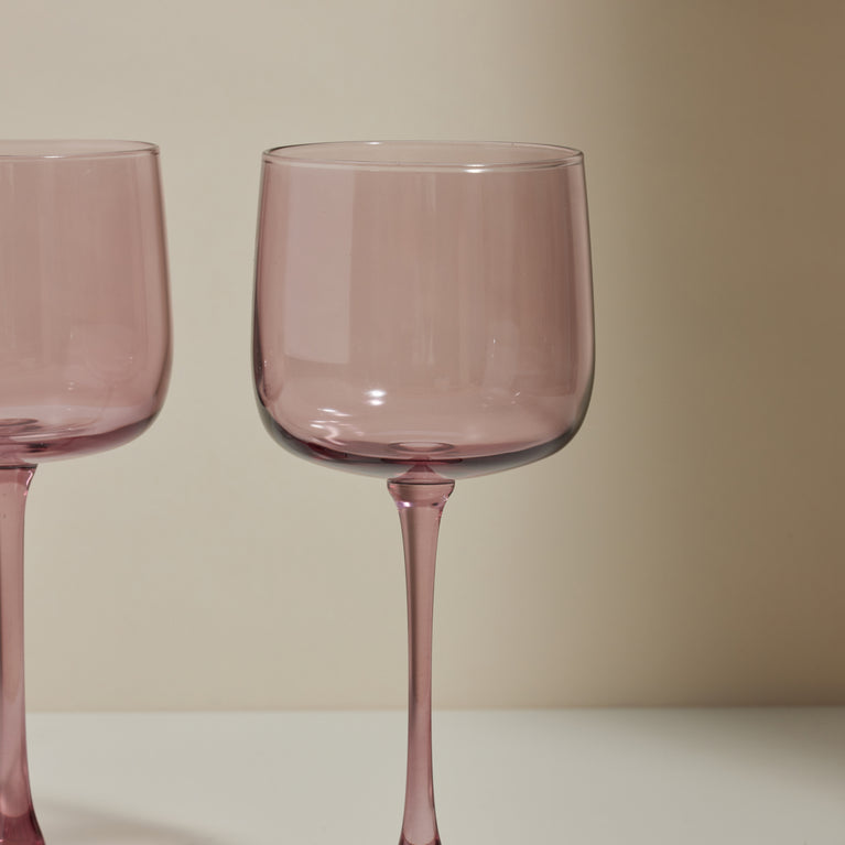 2 Smoke Tinted Patterned Wine Glasses 