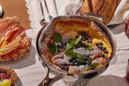 Dutch Baby with Blueberries and Lemon Mint Syrup