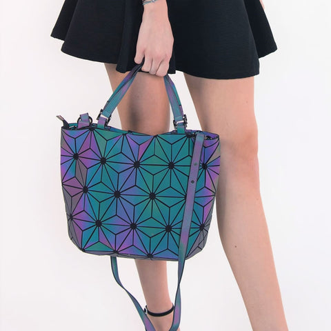 Geometric Luminous Purse And Wallet Women Holographic Reflective Purses  Cross